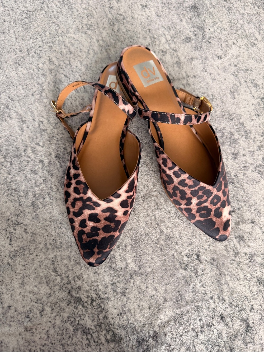 Dolce Vita Leopard Print Pointed Slingback Flats - Brown/Black